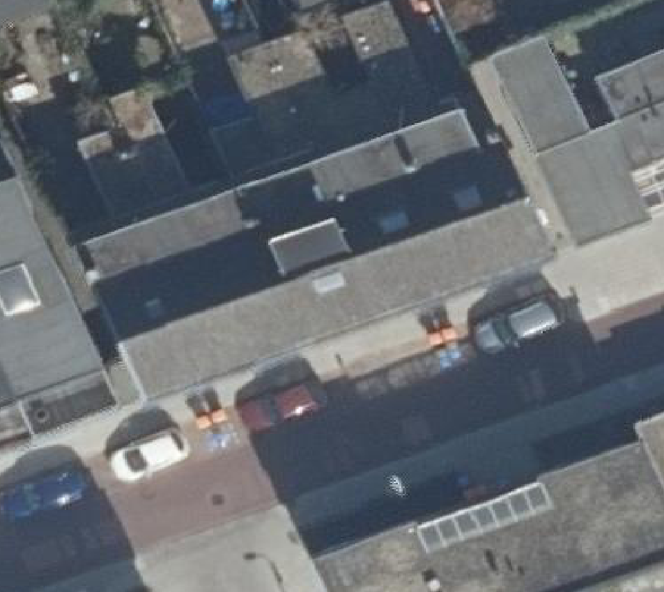 True ortho Luchtfoto op daksegment ingezoomd