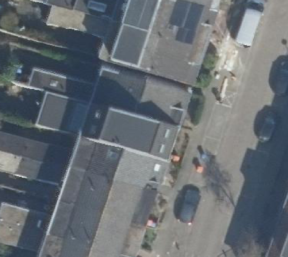 True ortho Luchtfoto op daksegment ingezoomd