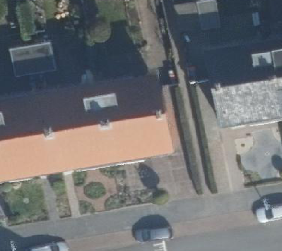 True ortho Luchtfoto op daksegment ingezoomd