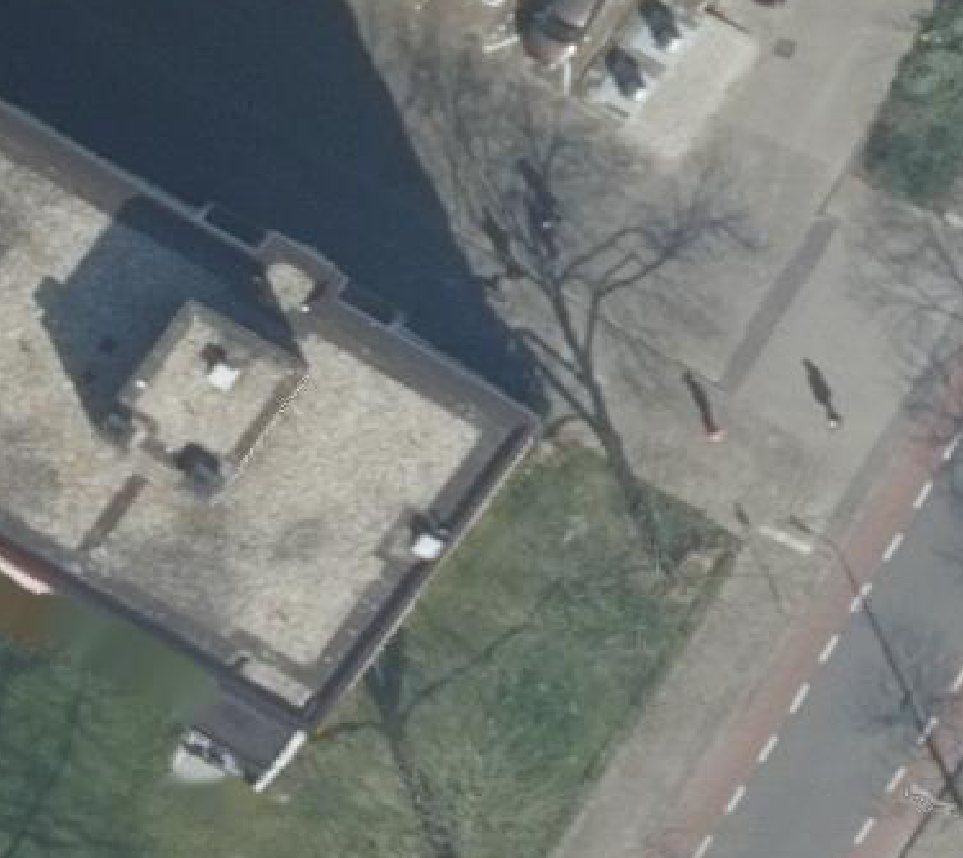 True ortho Luchtfoto op daksegment ingezoomd