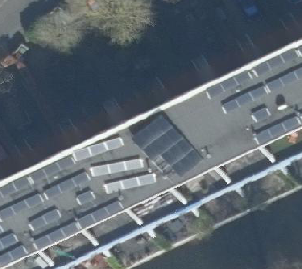 True ortho Luchtfoto op daksegment ingezoomd