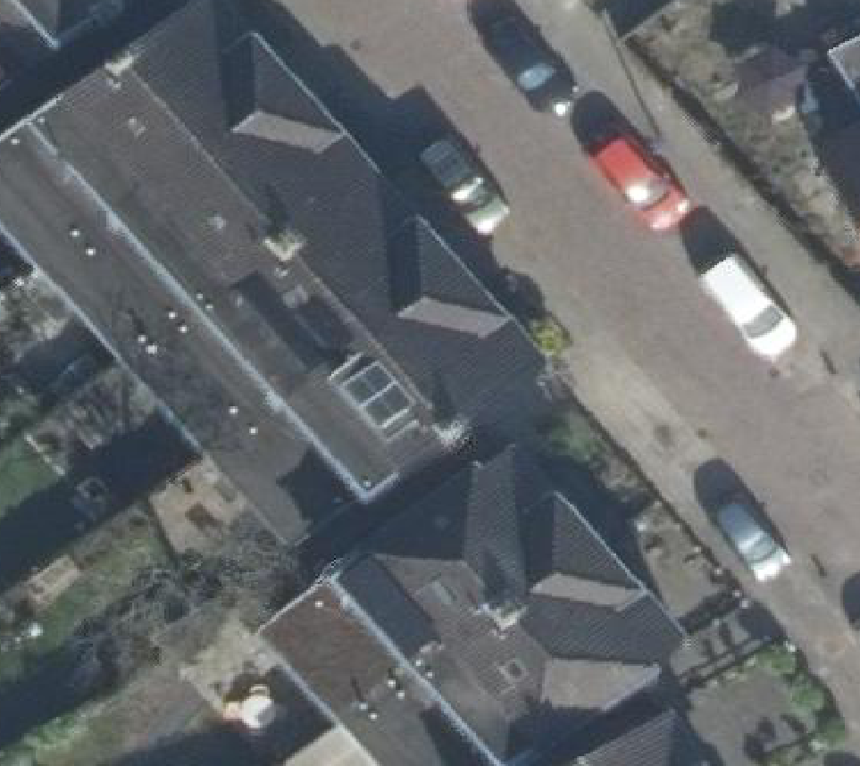 True ortho Luchtfoto op daksegment ingezoomd