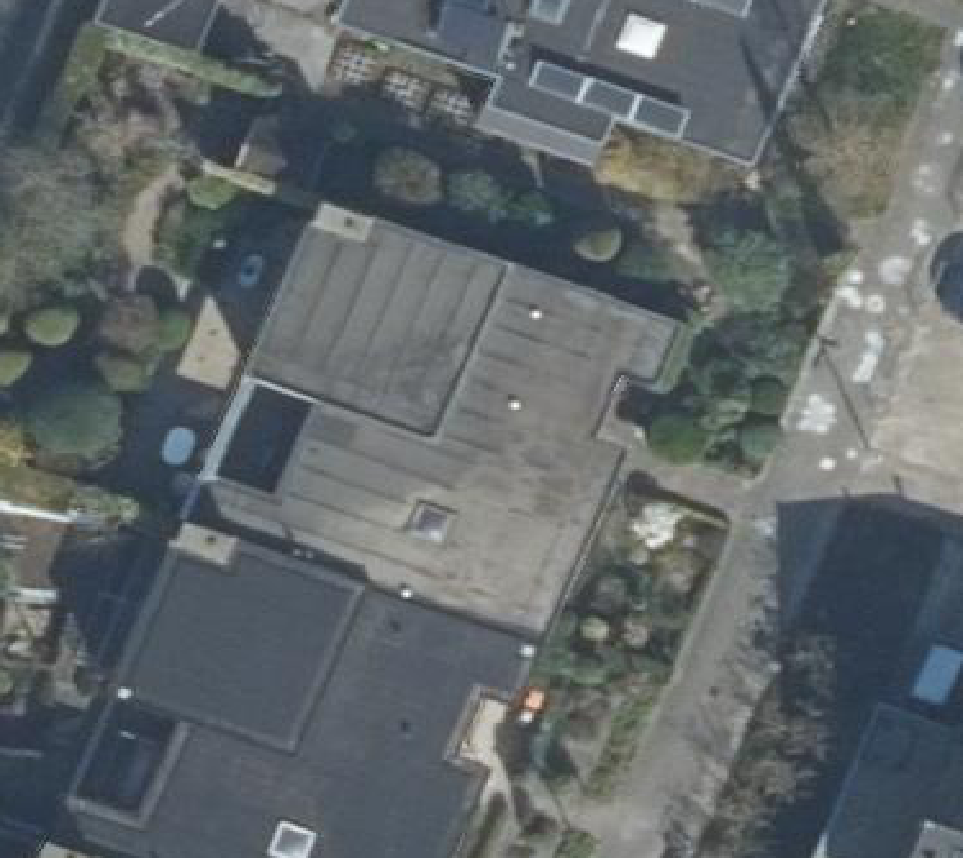True ortho Luchtfoto op daksegment ingezoomd