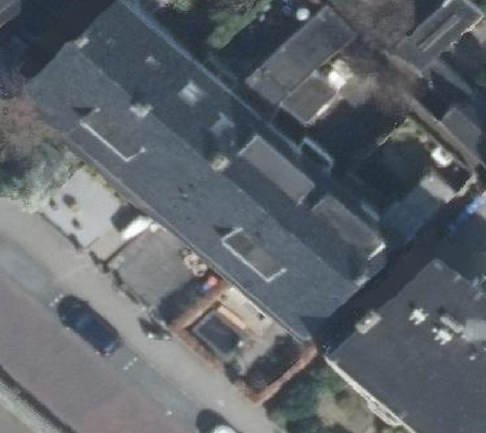 True ortho Luchtfoto op daksegment ingezoomd