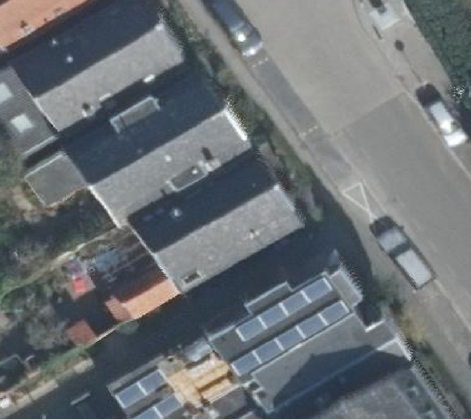 True ortho Luchtfoto op daksegment ingezoomd