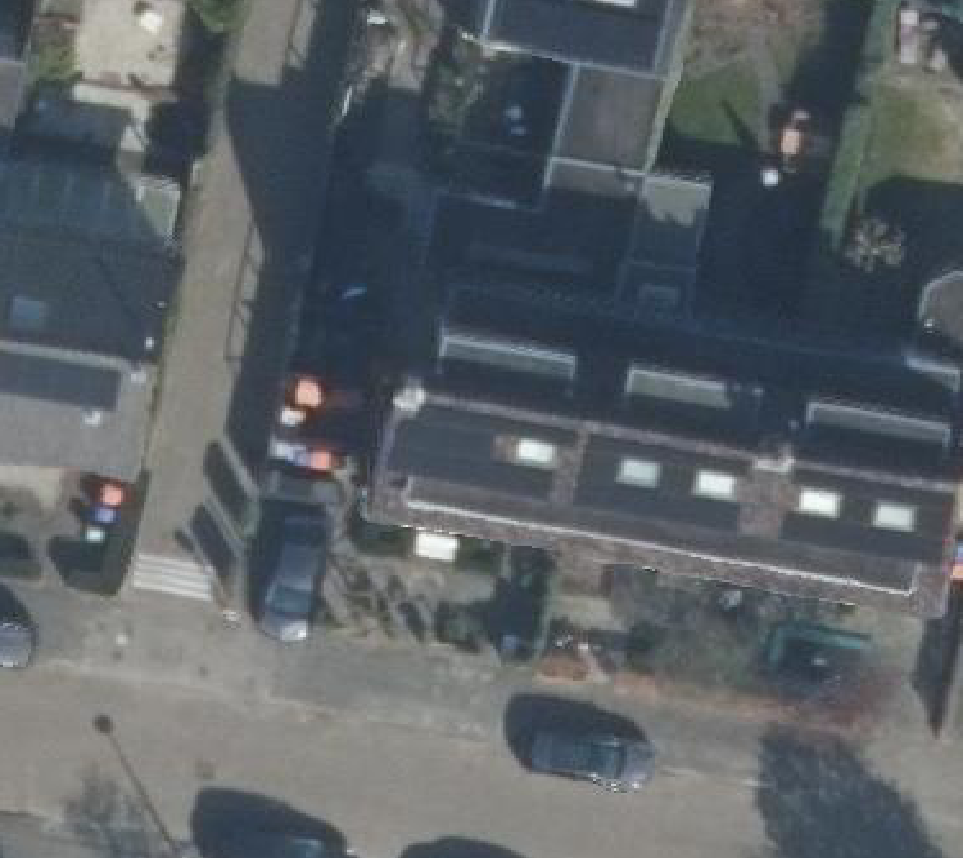 True ortho Luchtfoto op daksegment ingezoomd