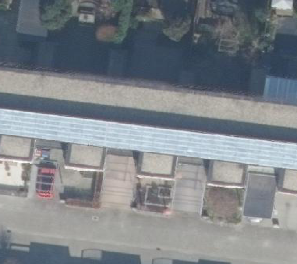 True ortho Luchtfoto op daksegment ingezoomd