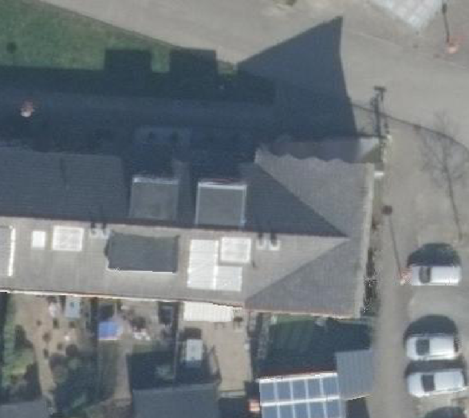 True ortho Luchtfoto op daksegment ingezoomd