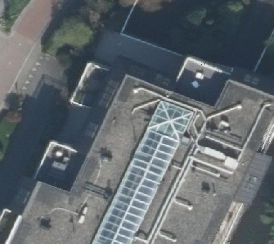 True ortho Luchtfoto op daksegment ingezoomd