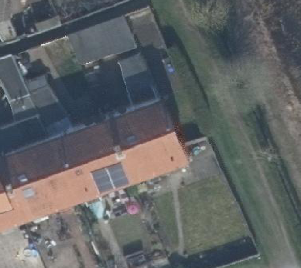True ortho Luchtfoto op daksegment ingezoomd