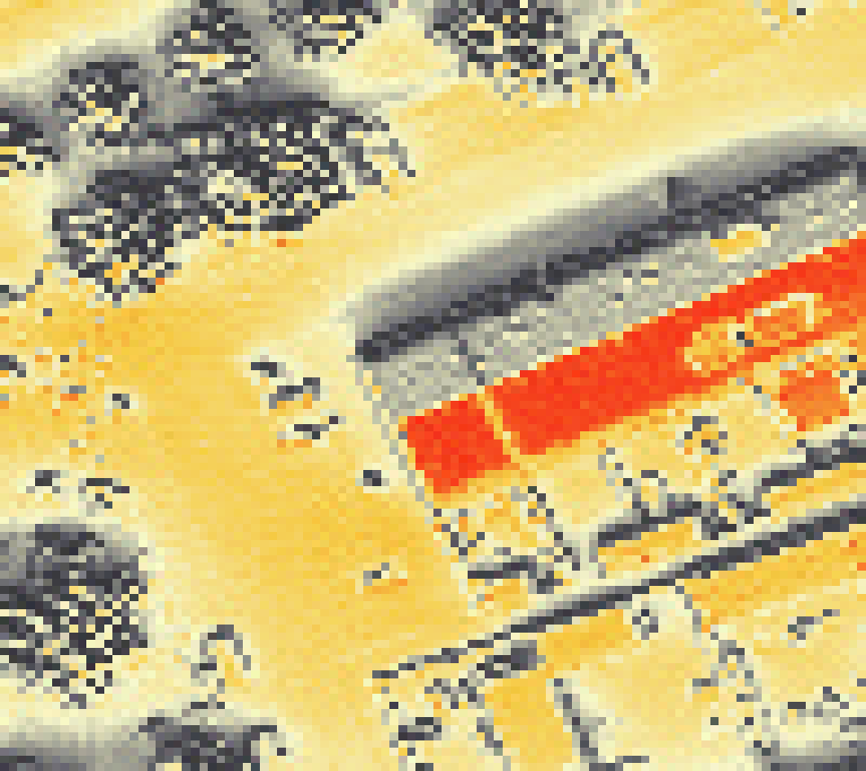 PV-irradiatie op daksegment met intensiteitsverdeling van zonlicht