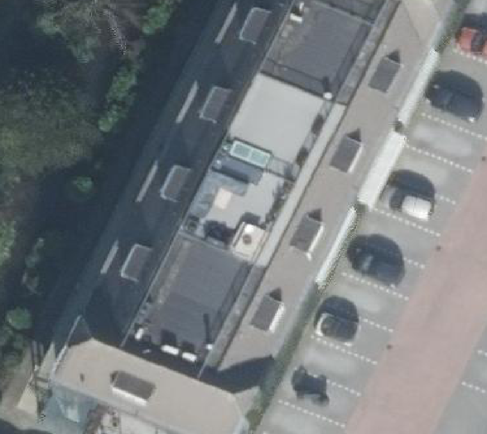 True ortho Luchtfoto op daksegment ingezoomd