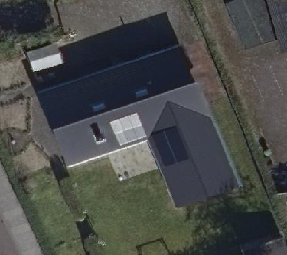 True ortho Luchtfoto op daksegment ingezoomd