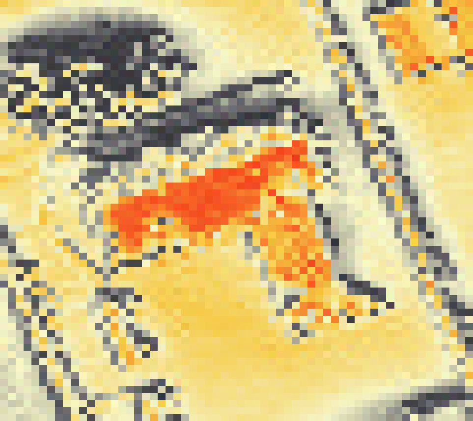 PV-irradiatie op daksegment ingezoomd met intensiteitsverdeling van zonlicht