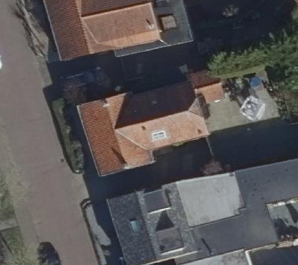True ortho Luchtfoto op daksegment ingezoomd