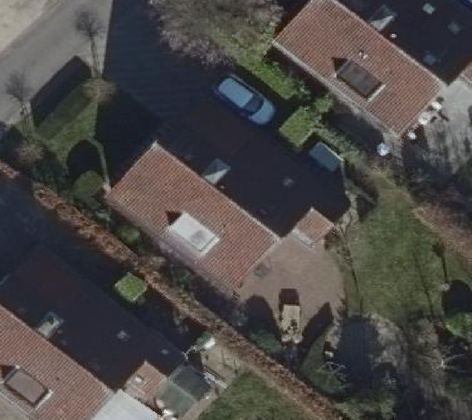 True ortho Luchtfoto op daksegment ingezoomd