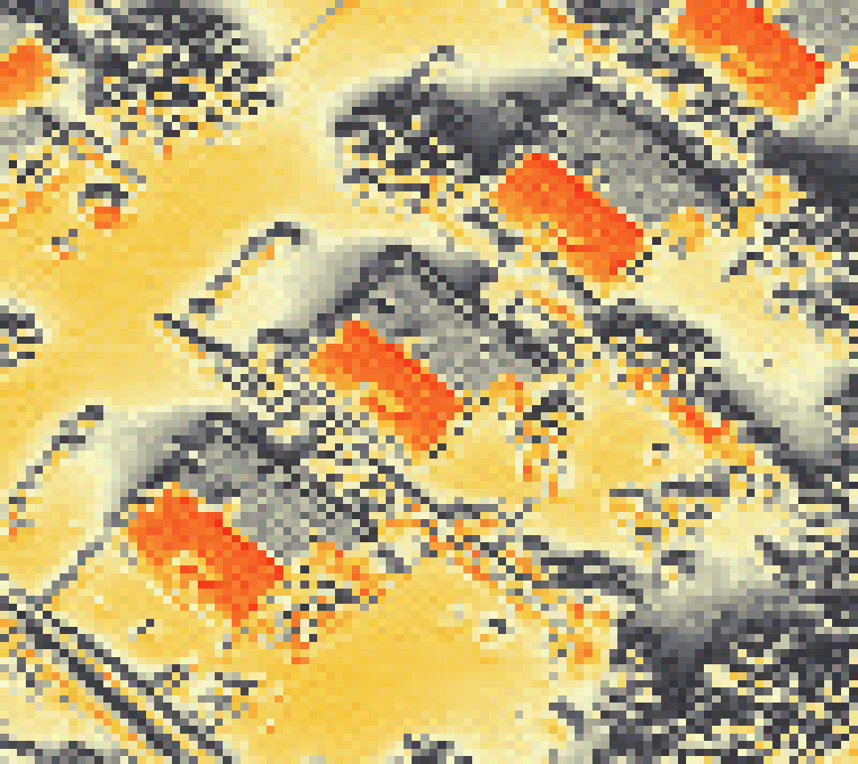 PV-irradiatie op daksegment met intensiteitsverdeling van zonlicht