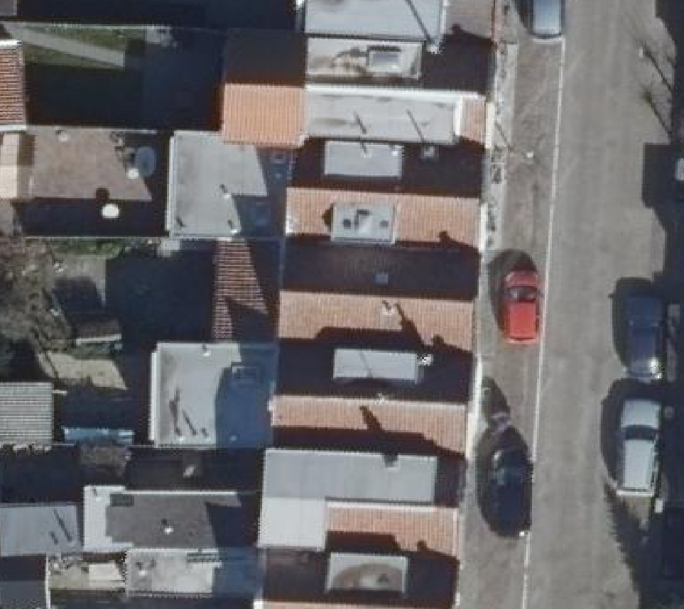 True ortho Luchtfoto op daksegment ingezoomd
