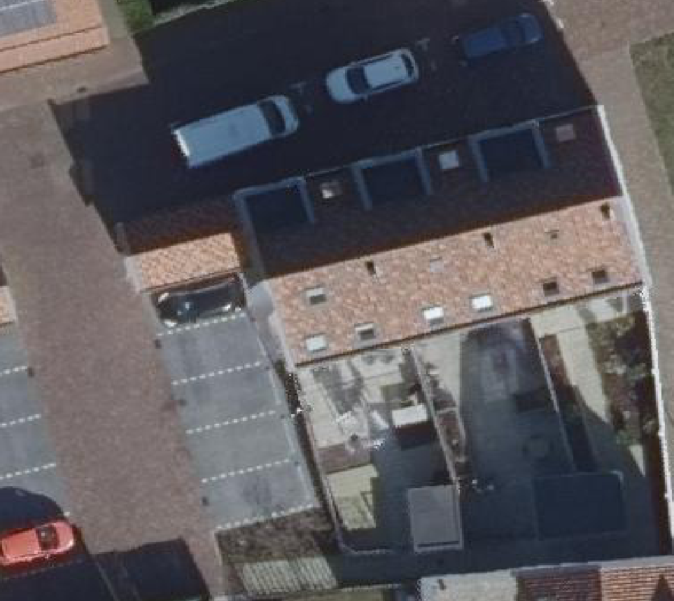 True ortho Luchtfoto op daksegment ingezoomd