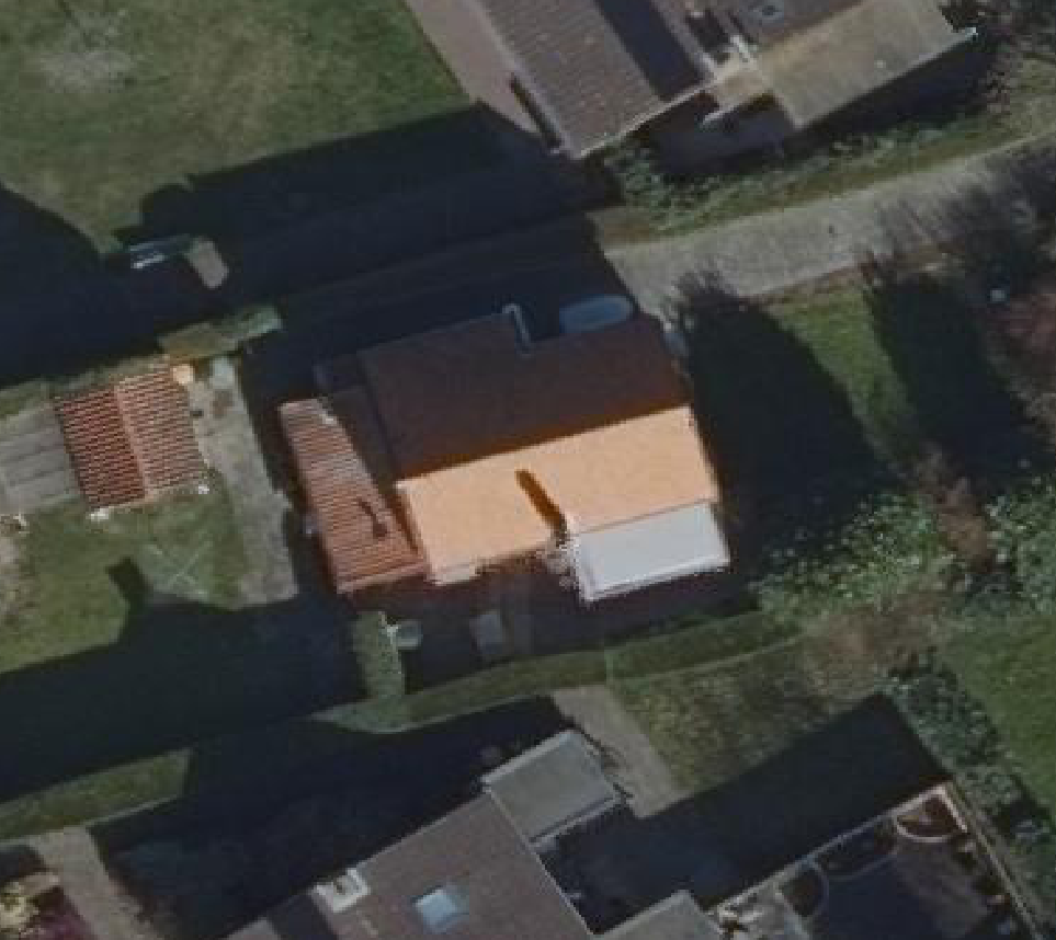 True ortho Luchtfoto op daksegment ingezoomd
