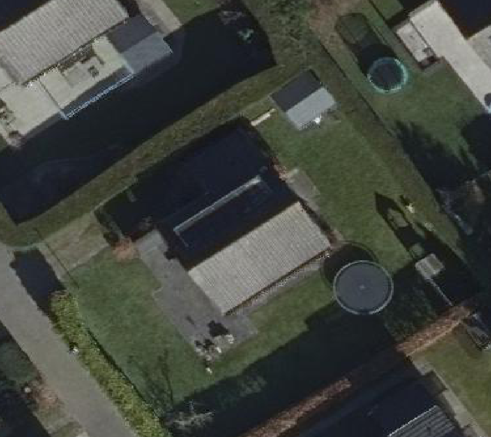 True ortho Luchtfoto op daksegment ingezoomd