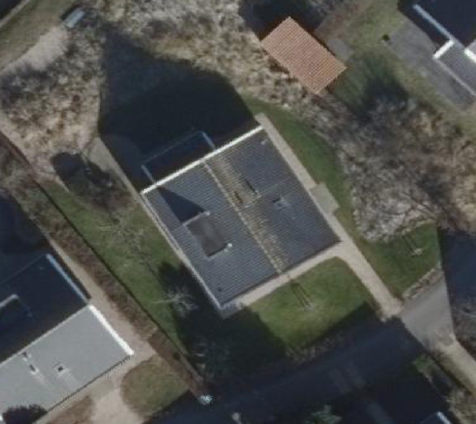 True ortho Luchtfoto op daksegment ingezoomd