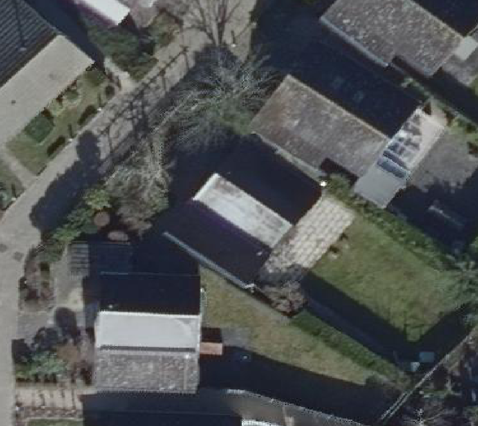 True ortho luchtfoto van Brouwershaven met zicht op woning