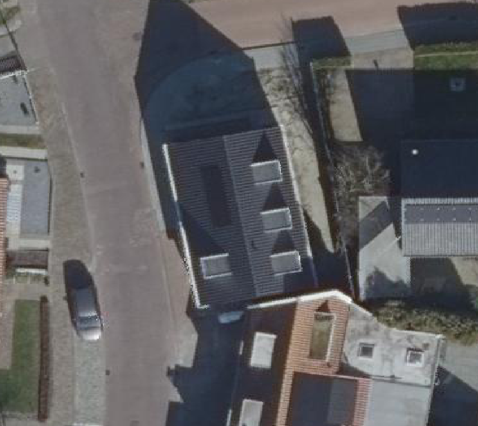True ortho luchtfoto van Noordwelle met zicht op woning