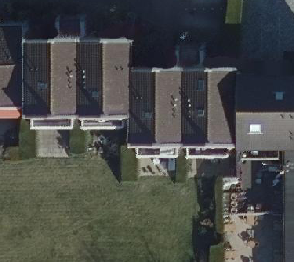 True ortho Luchtfoto op daksegment ingezoomd