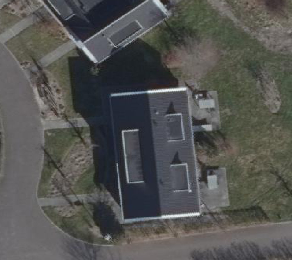 True ortho Luchtfoto op daksegment ingezoomd