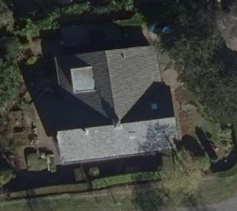 True ortho Luchtfoto op daksegment ingezoomd