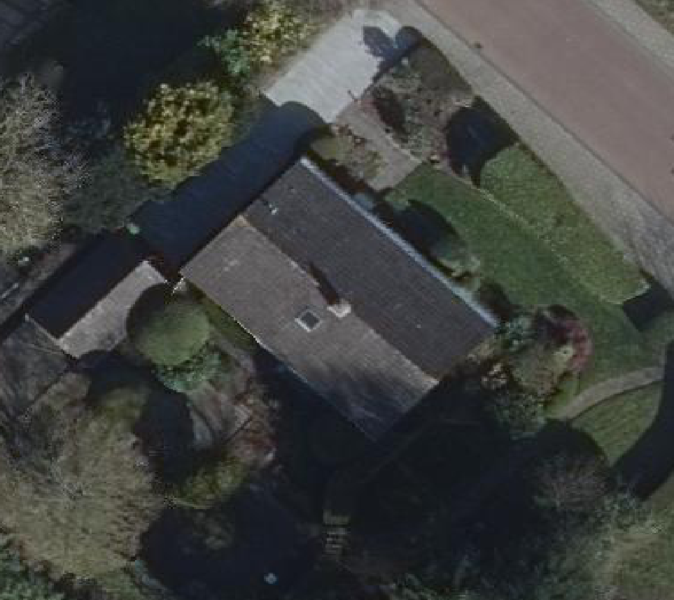 True ortho Luchtfoto op daksegment ingezoomd