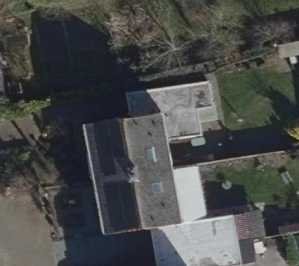 True ortho Luchtfoto op daksegment ingezoomd