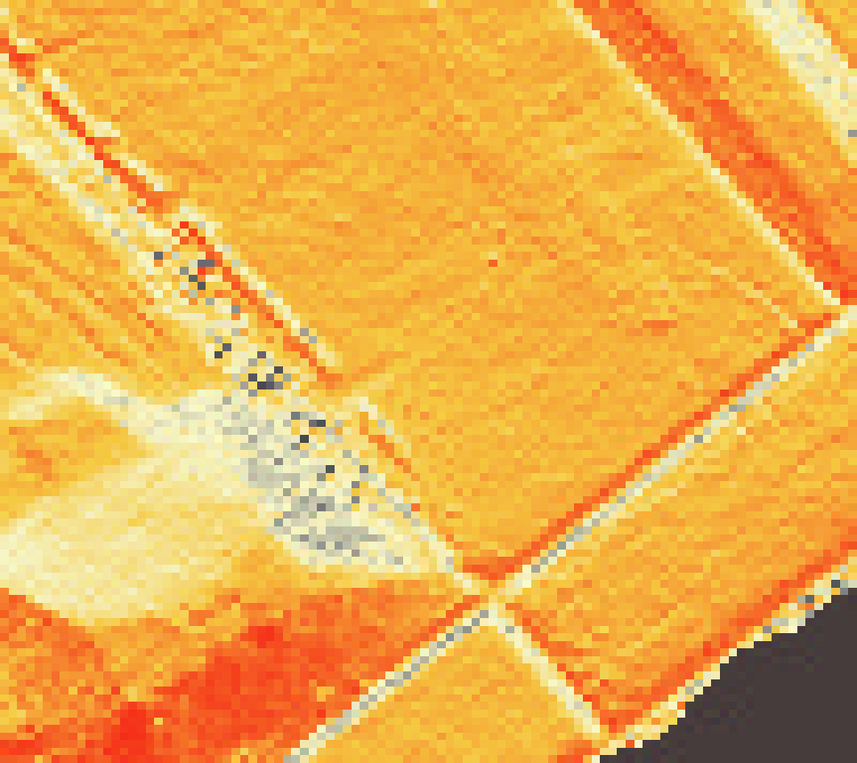 PV-irradiatie op daksegment met intensiteitsverdeling van zonlicht