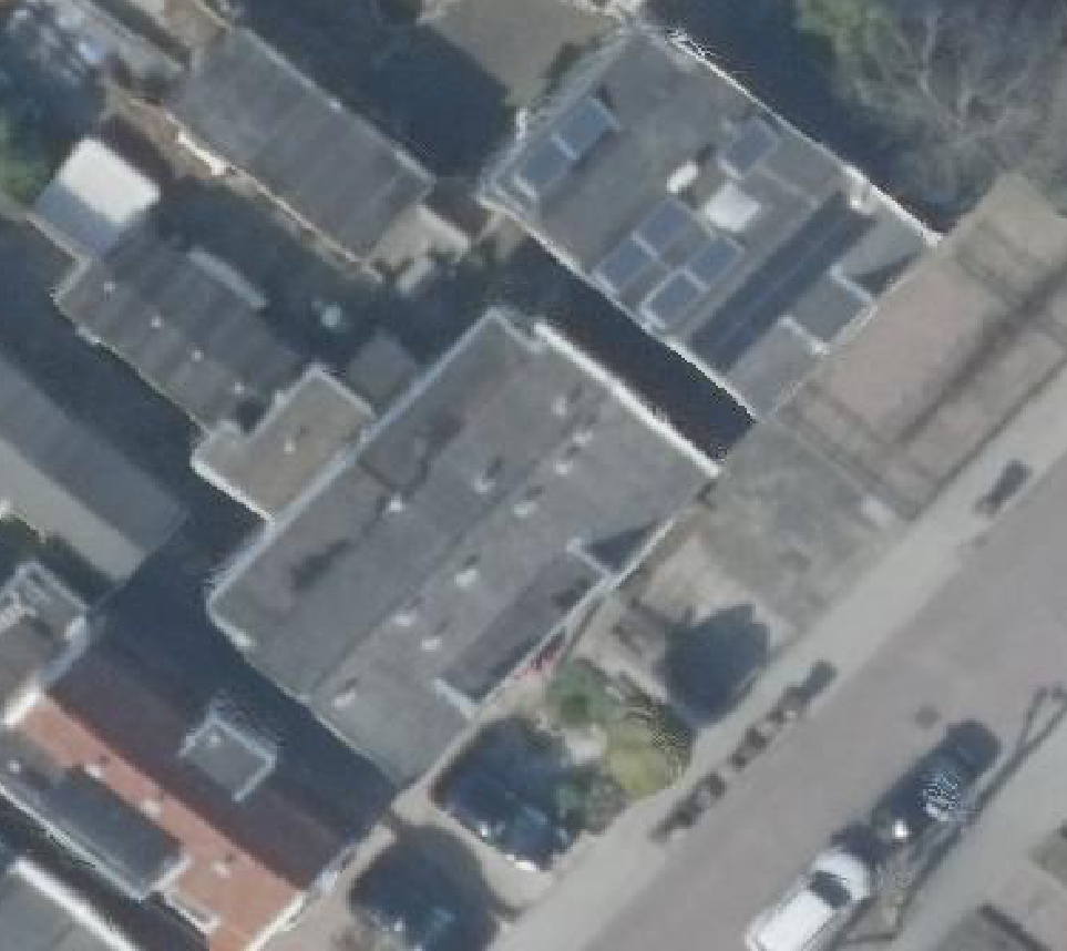 True ortho Luchtfoto op daksegment ingezoomd