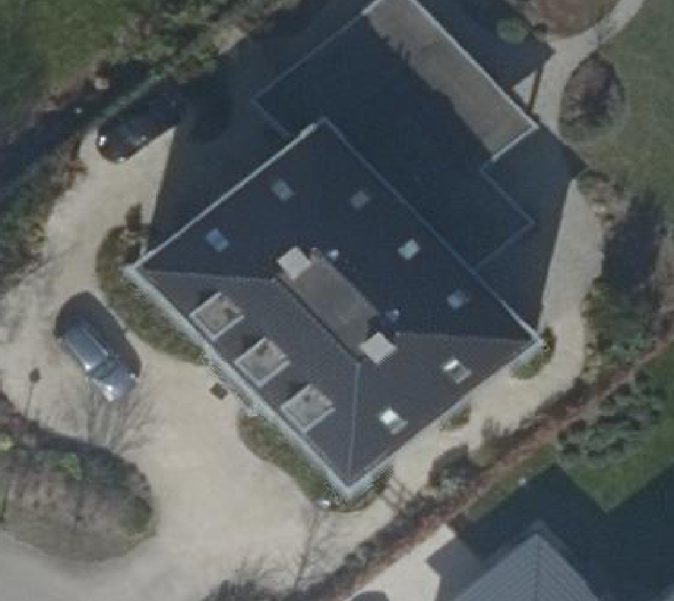True ortho Luchtfoto op daksegment ingezoomd