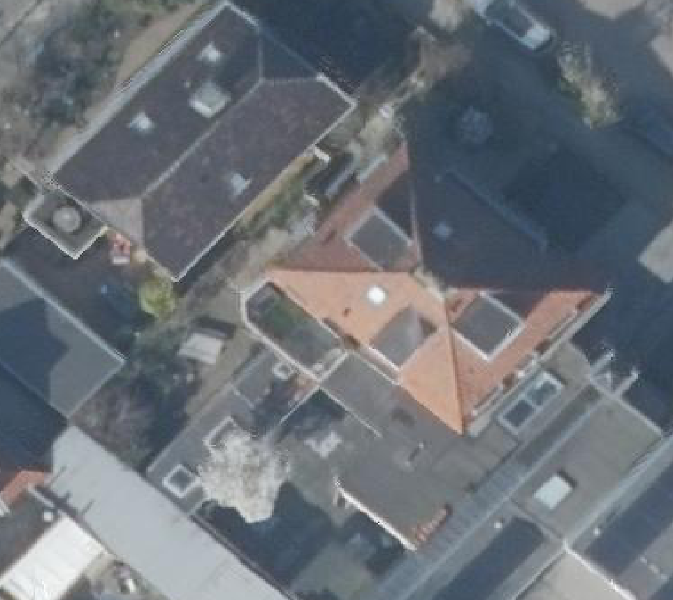 True ortho Luchtfoto op daksegment ingezoomd