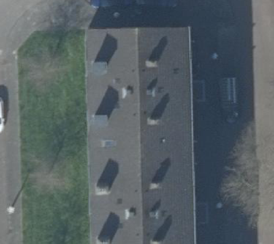 True ortho Luchtfoto op daksegment ingezoomd