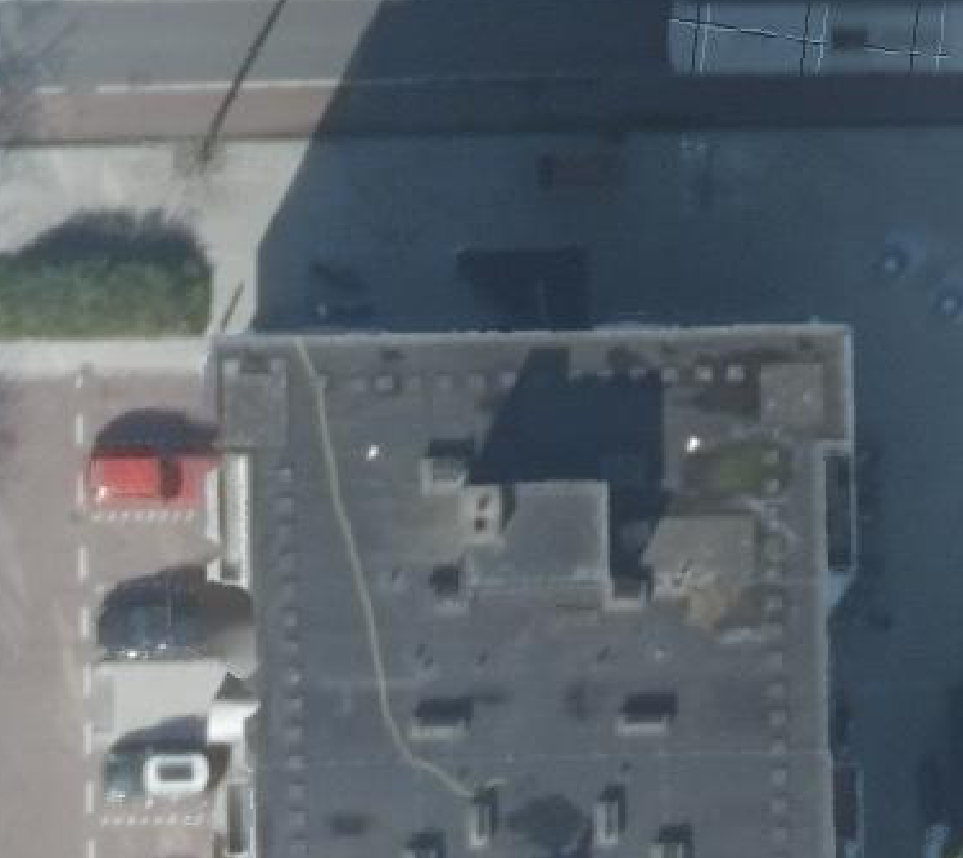 True ortho Luchtfoto op daksegment ingezoomd