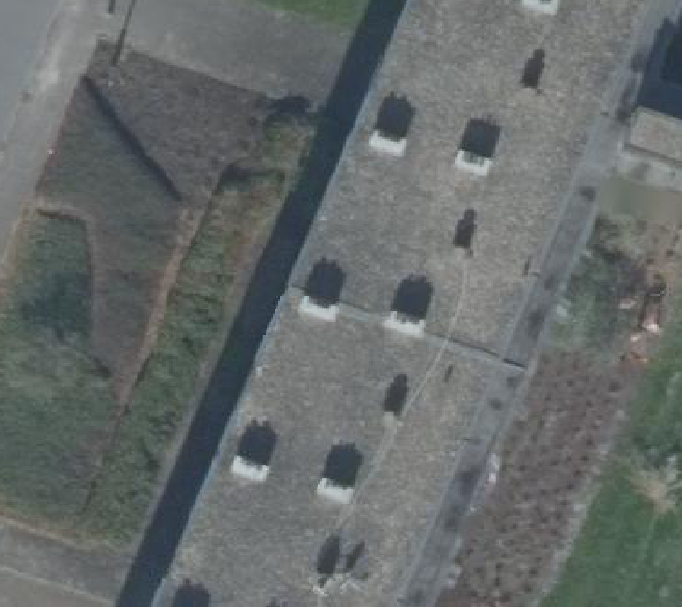 True ortho Luchtfoto op daksegment ingezoomd
