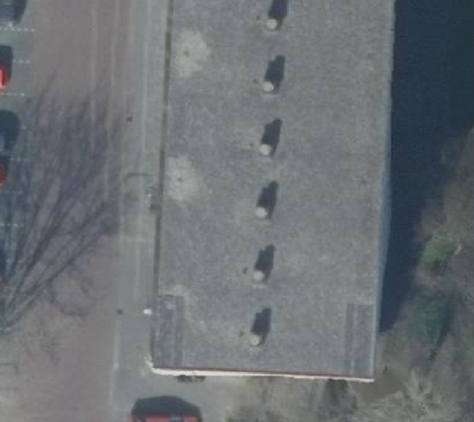 True ortho Luchtfoto op daksegment ingezoomd