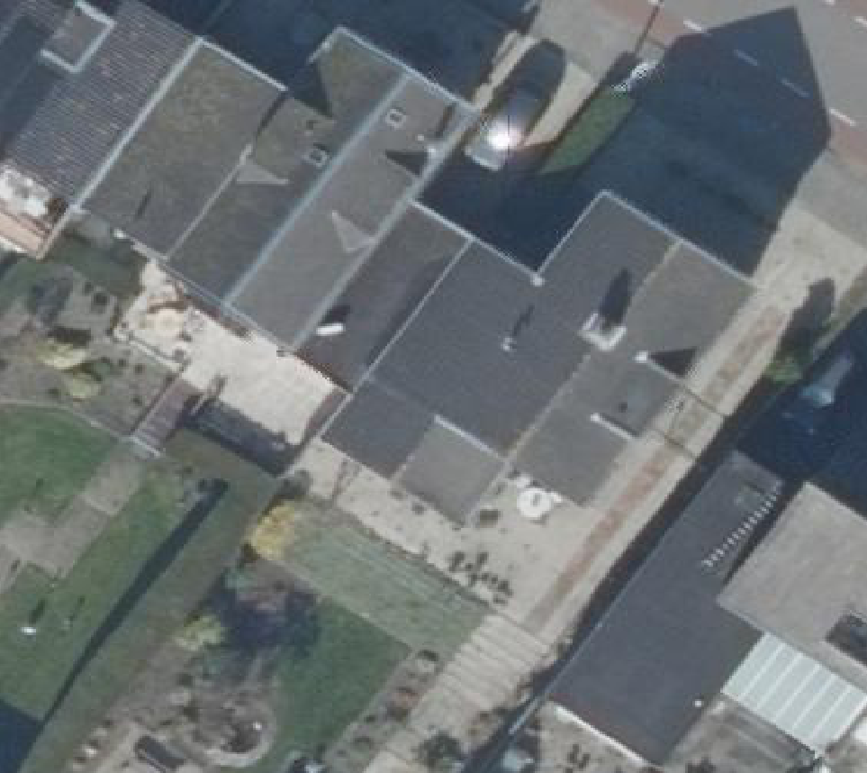 True ortho Luchtfoto op daksegment ingezoomd