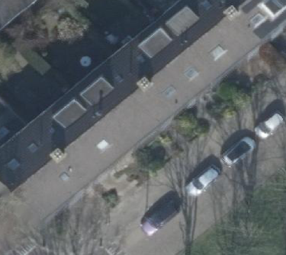 True ortho Luchtfoto op daksegment ingezoomd