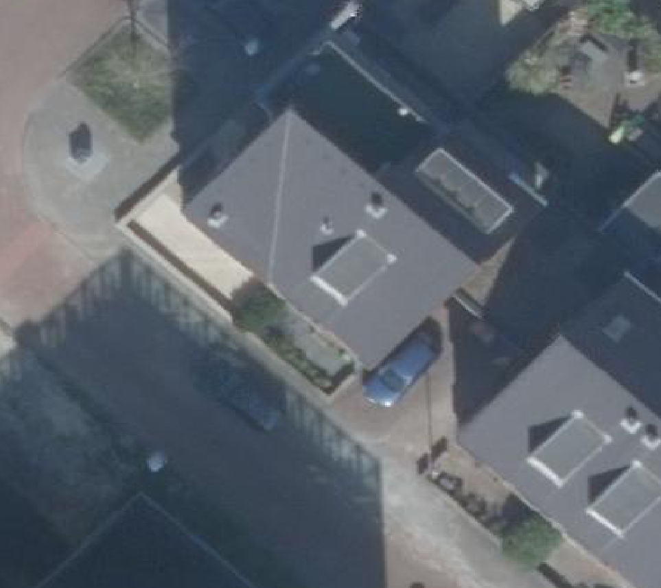True ortho Luchtfoto op daksegment ingezoomd