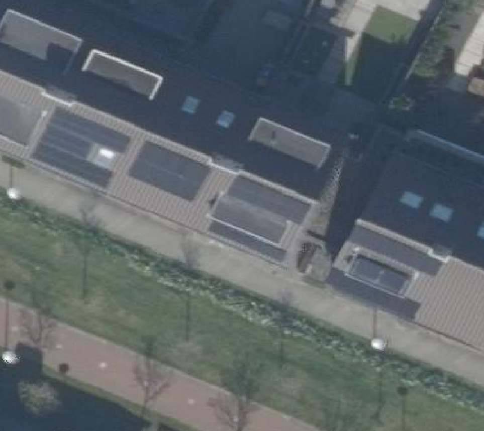 True ortho Luchtfoto op daksegment ingezoomd