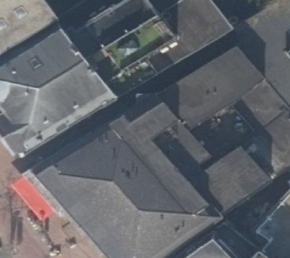True ortho Luchtfoto op daksegment ingezoomd