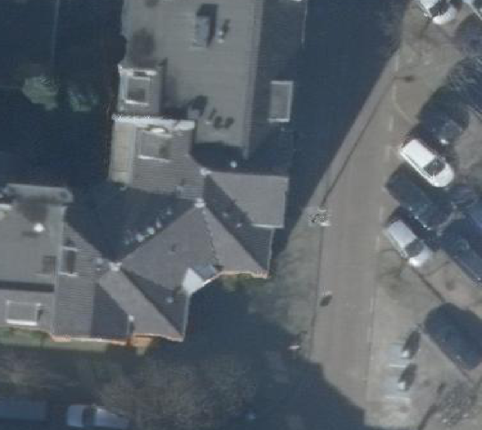True ortho Luchtfoto op daksegment ingezoomd