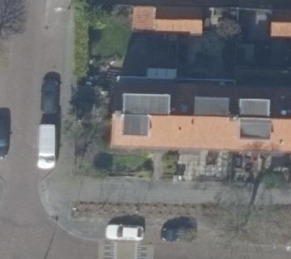 True ortho Luchtfoto op daksegment ingezoomd