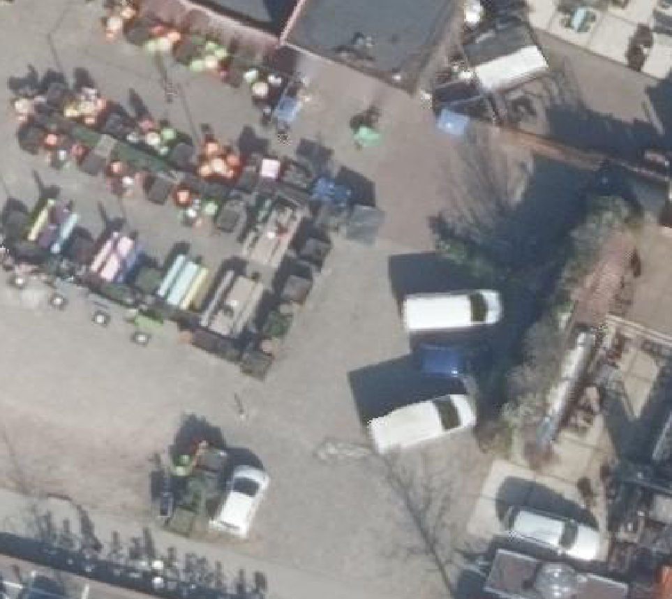 True ortho Luchtfoto op daksegment ingezoomd