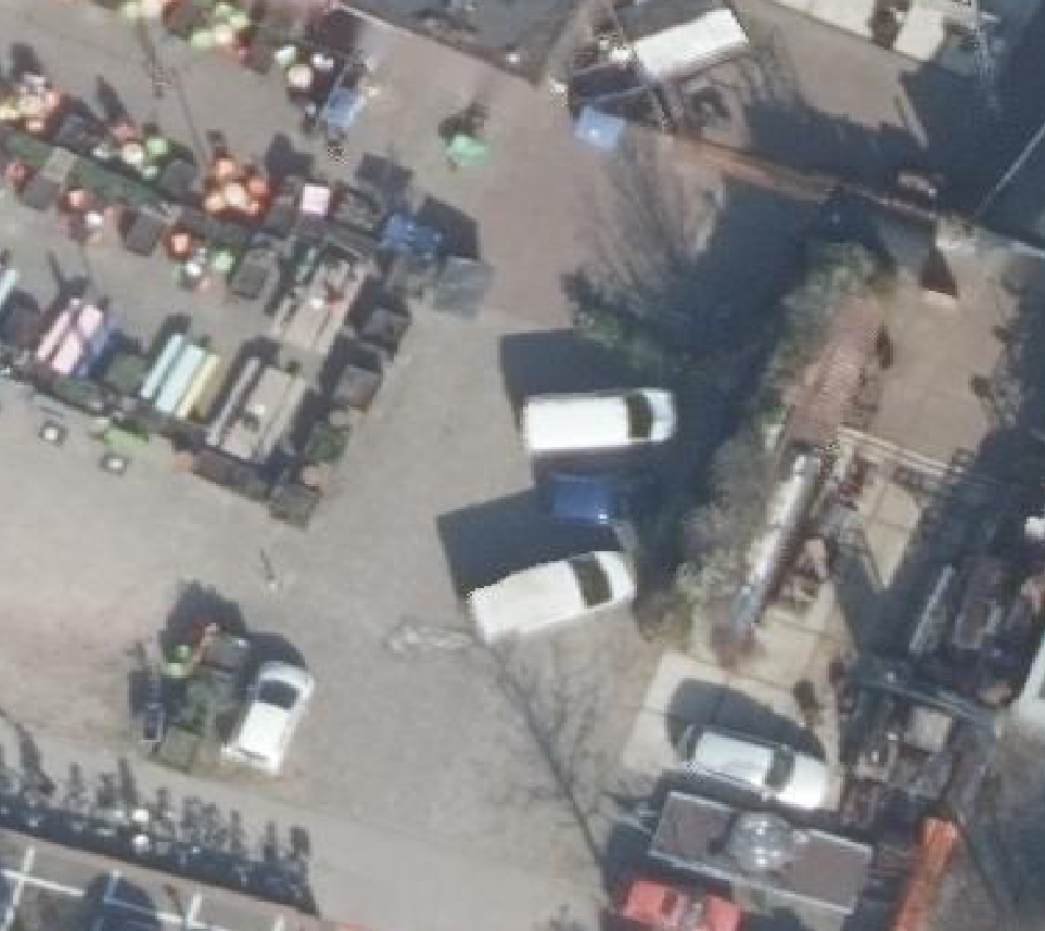 True ortho Luchtfoto op daksegment ingezoomd